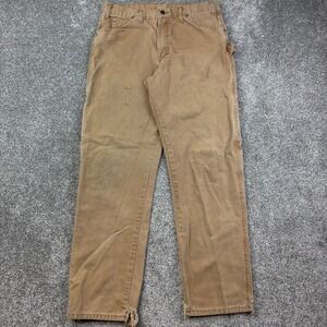 Vintage Y2K Dickies Carpenter‎ Pants Mens 34x34 Brown Relaxed Fit Heavy Cavnas